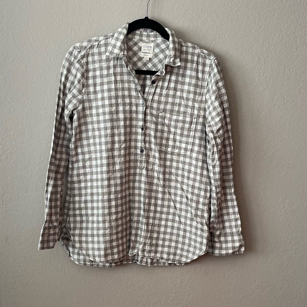 J. Crew factory Gray Gingham Popover Shirt Size XS
